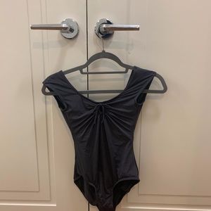Slate Grey cap sleeve tie-front leotard Size S